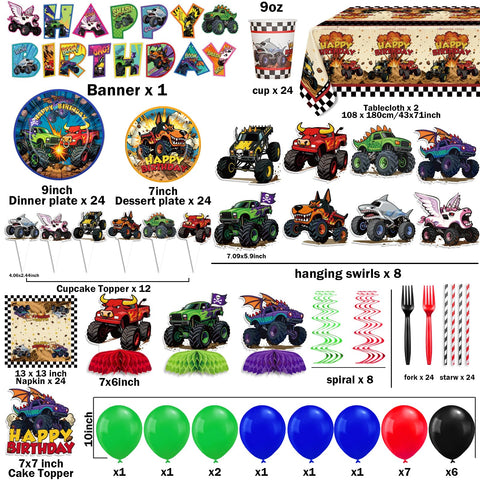 Polinook Monster Truck cake topper enhances the centerpiece with action-packed design.