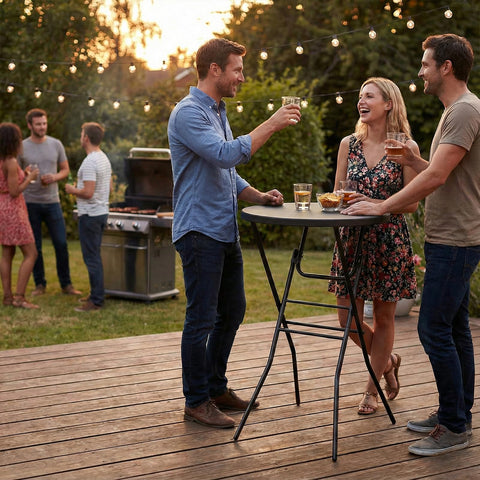 Pollilar table used outdoors for casual entertaining