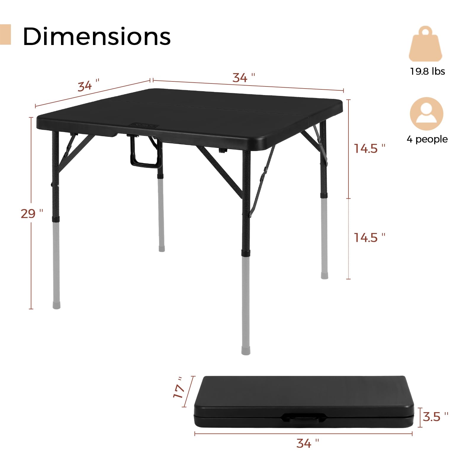 Pollilar detachable-legs folding table provides versatile height options for meals, crafts, and games.