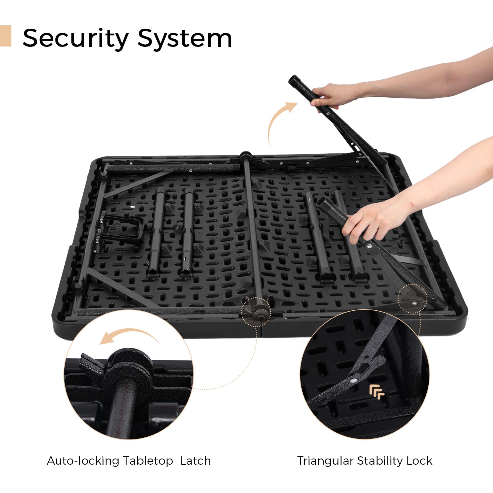 Pollilar heavy-duty HDPE table withstands outdoor use with waterproof resilience.
