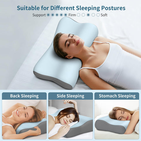 Polovo pillow in back-sleeping position demonstrates proper neck and spine alignment.