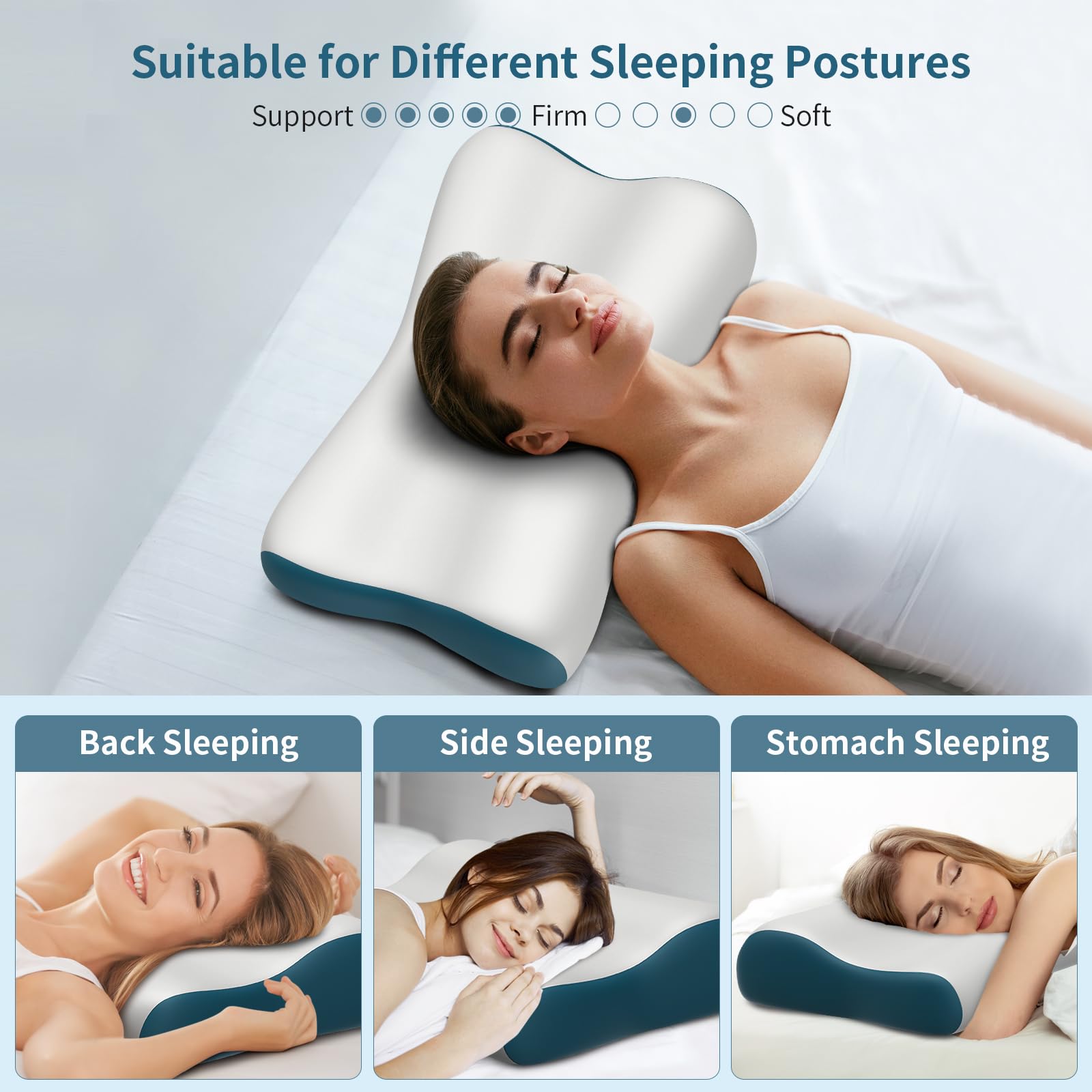 Polovo cervical neck pillow with two heights adapts to different sleep styles.