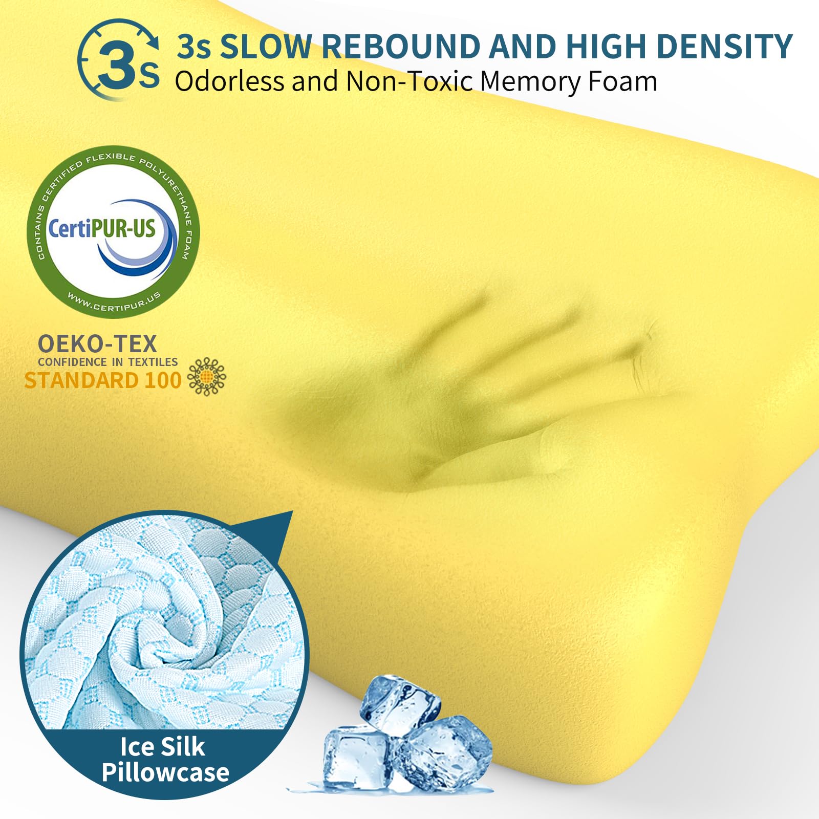 Polovo cooling pillowcase illustration shows skin-friendly fabric wicking moisture.