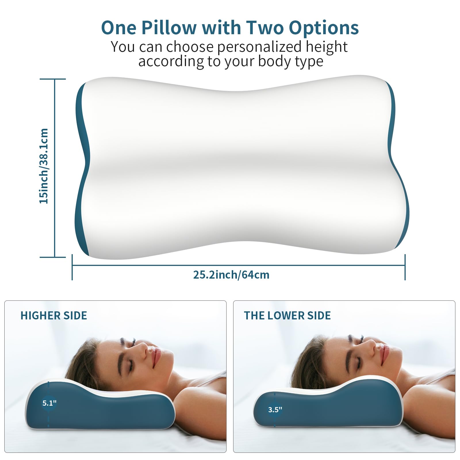 Polovo ergonomic neck support aids neck alignment for side sleepers.