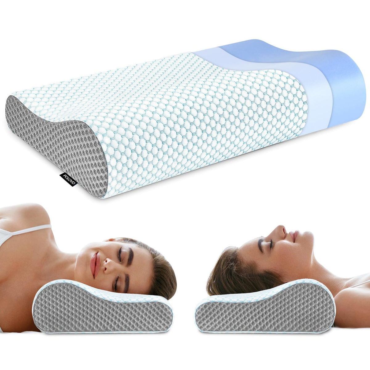 Polovo Memory Foam Pillow with 5S rebound for neck support.