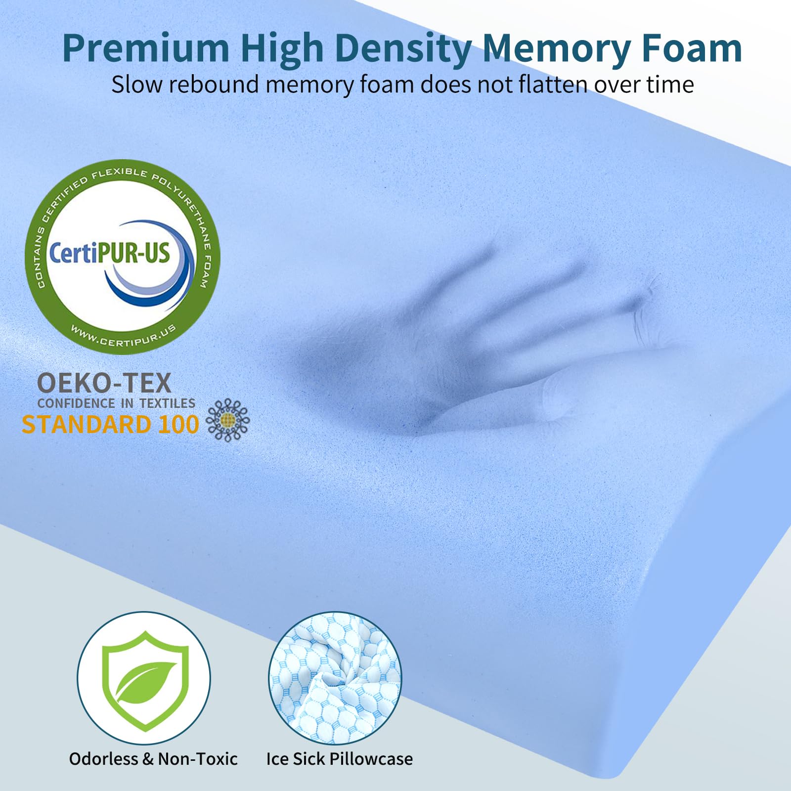 Polovo memory foam pillow designed for stomach sleepers with a slim profile