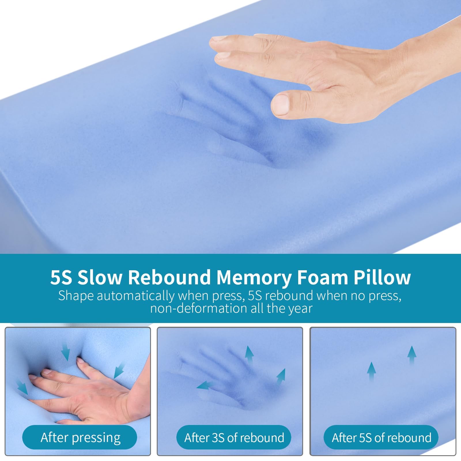 Polovo pillow demonstrating two heights for flexible sleep styles.