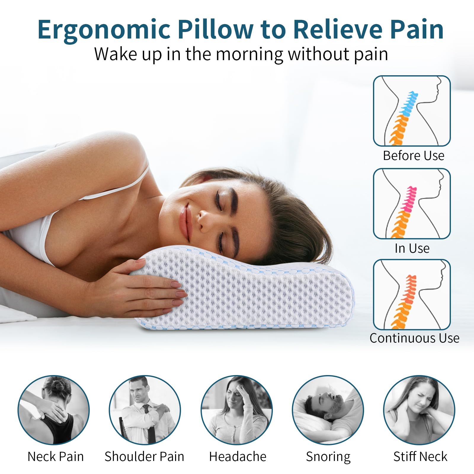 Polovo memory foam pillow two heights offering customizable neck support