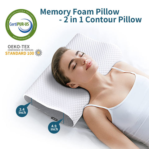 Polovo memory foam neck pillow for back sleepers promoting proper alignment.