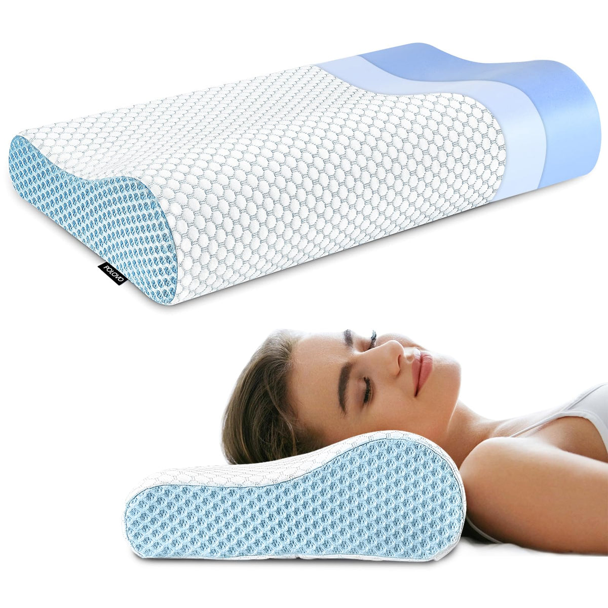 Polovo neck pillow memory foam provides adaptive support for better sleep.