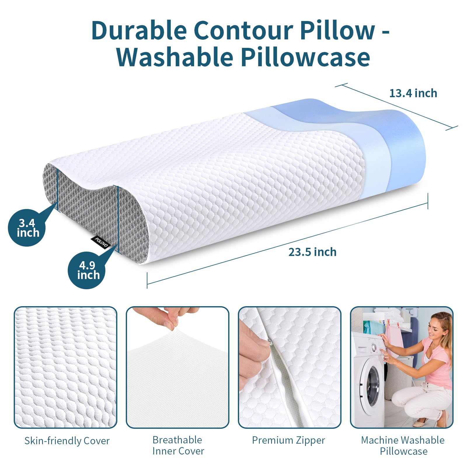 Polovo pillow supports head and neck, reducing shoulder pressure.