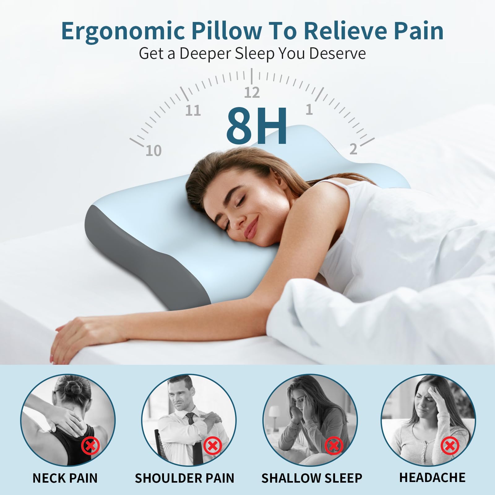 Polovo pillow with cooling pillowcase provides cool, breathable sleep.