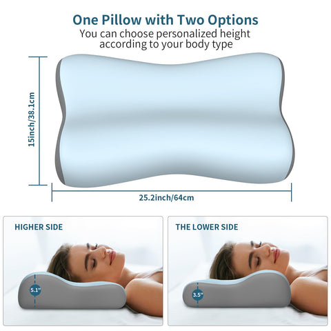 Polovo pillow in side-sleeping position illustrates ergonomic cradle for the neck.