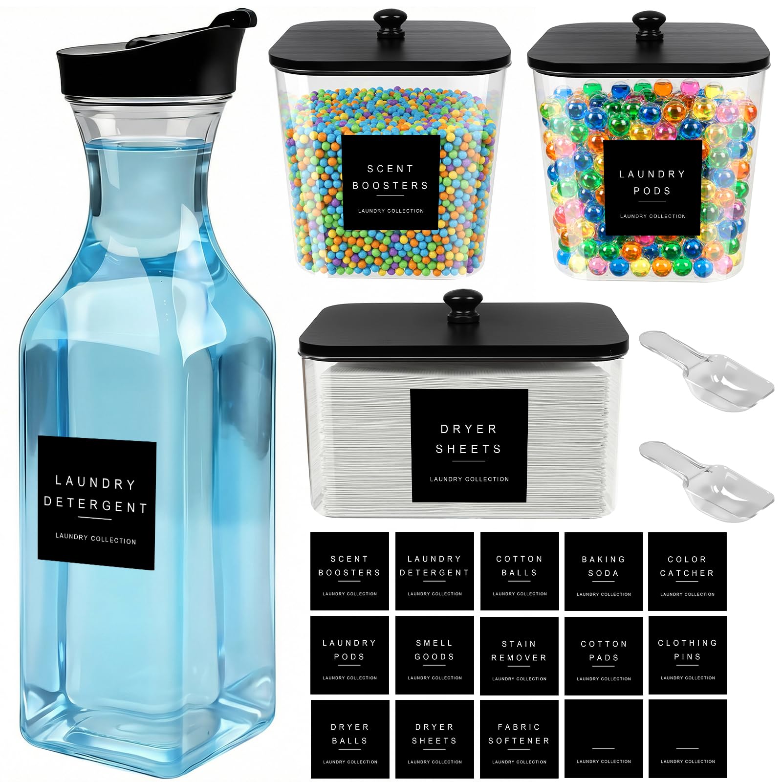 POLRAI laundry pod containers clear jars for bulk laundry storage.