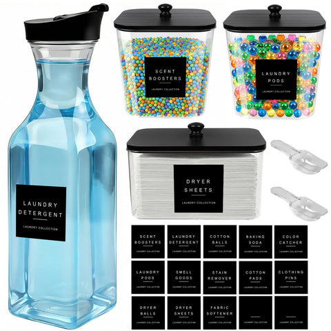 POLRAI laundry pod containers clear jars for bulk laundry storage.