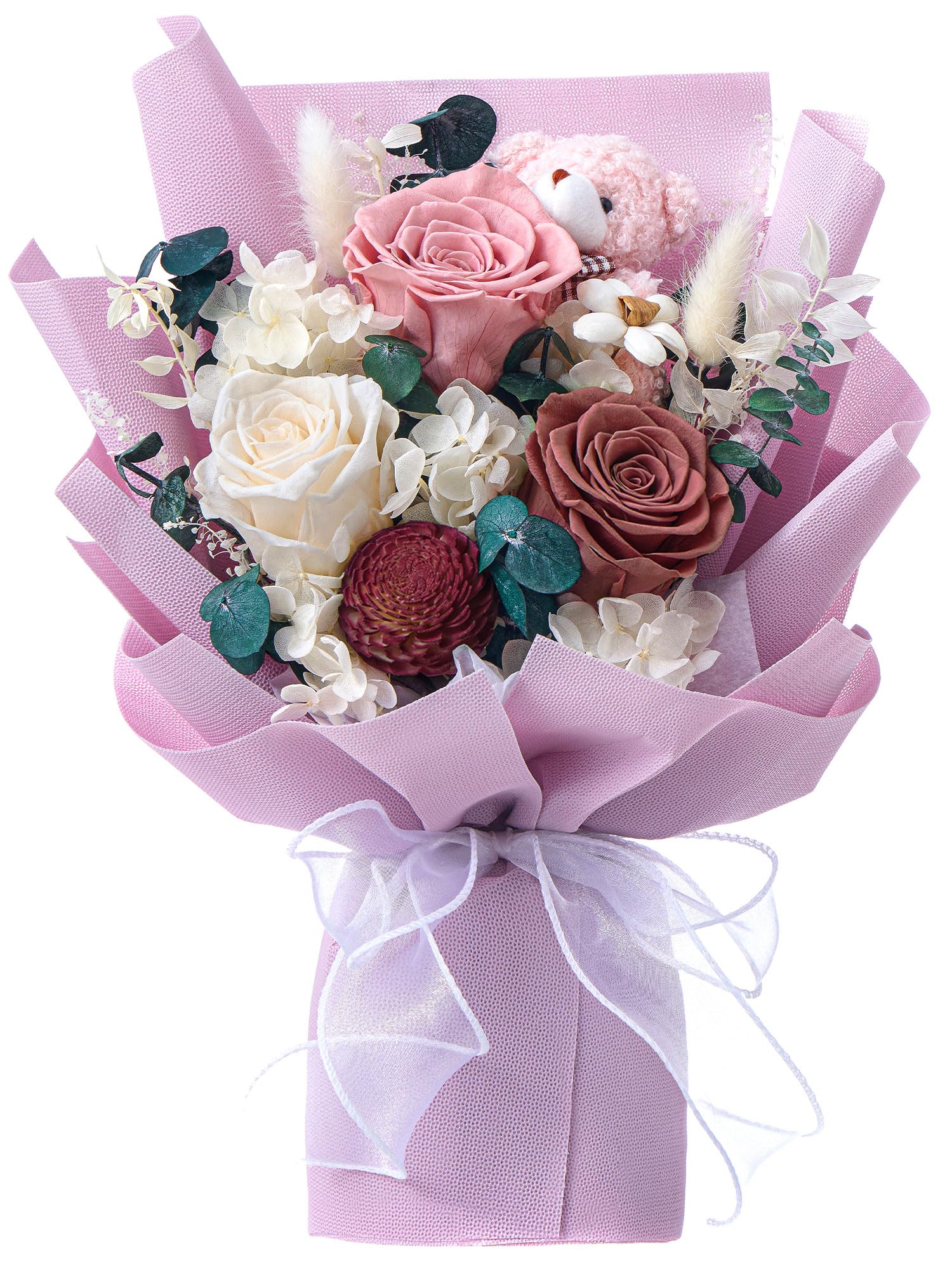 Polylove Forever Flower Bouquet in purple presentation box shows long-lasting color.