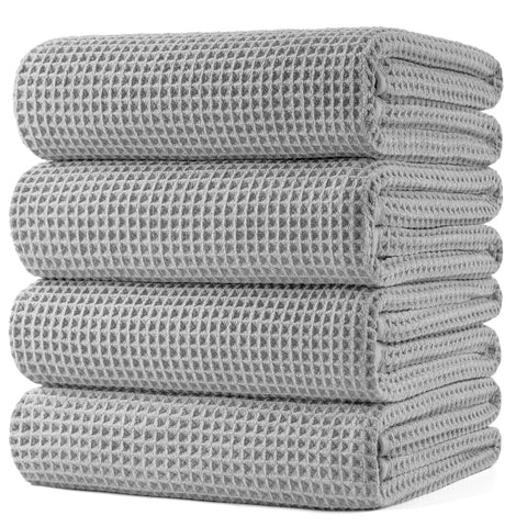 POLYTE 430gsm oversized microfiber towel flatlay for spa-like drying