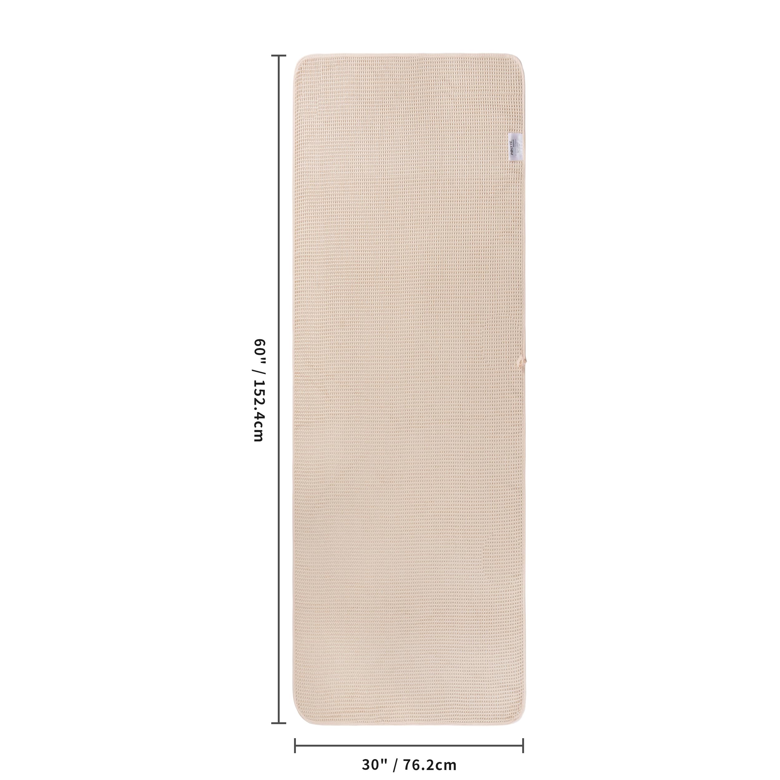 POLYTE satin-edge finish on oversized towel adds refined design