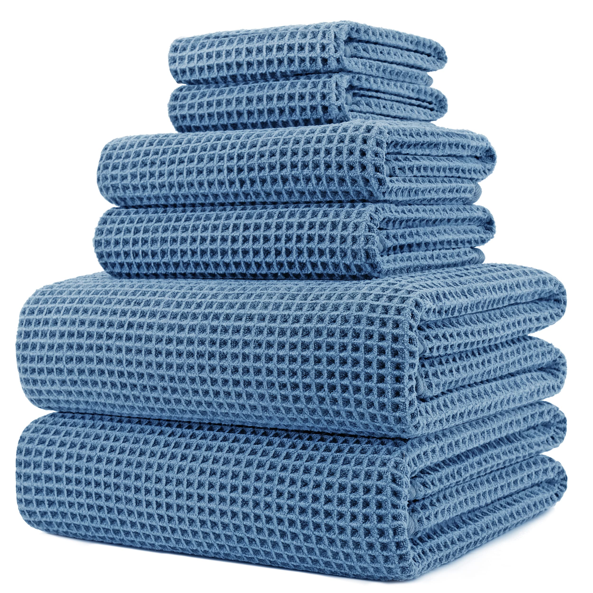 POLYTE bath towel 30x60 in waffle weave for quick-dry comfort