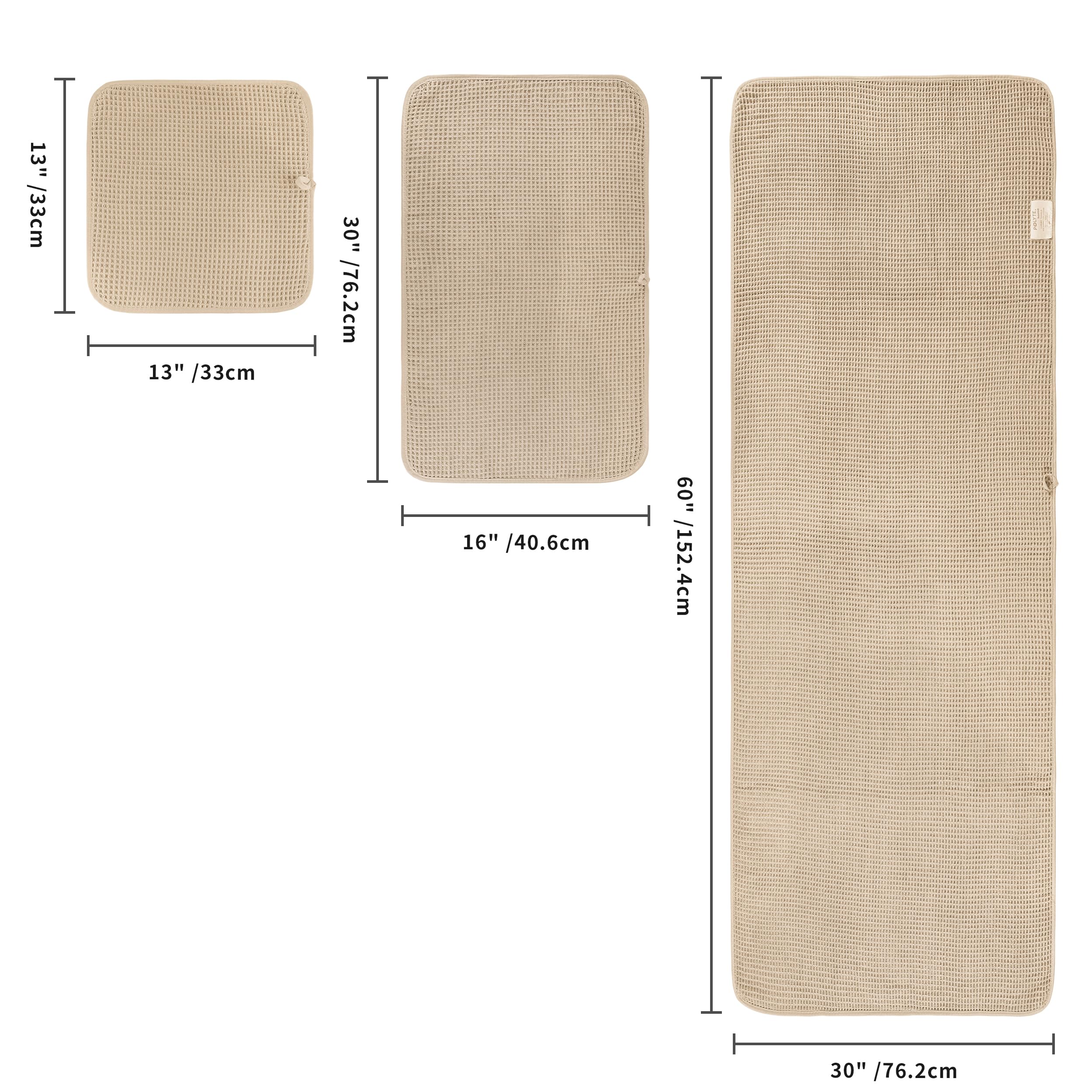 POLYTE quick-dry bath towels with waffle weave resist lint and odors after use.