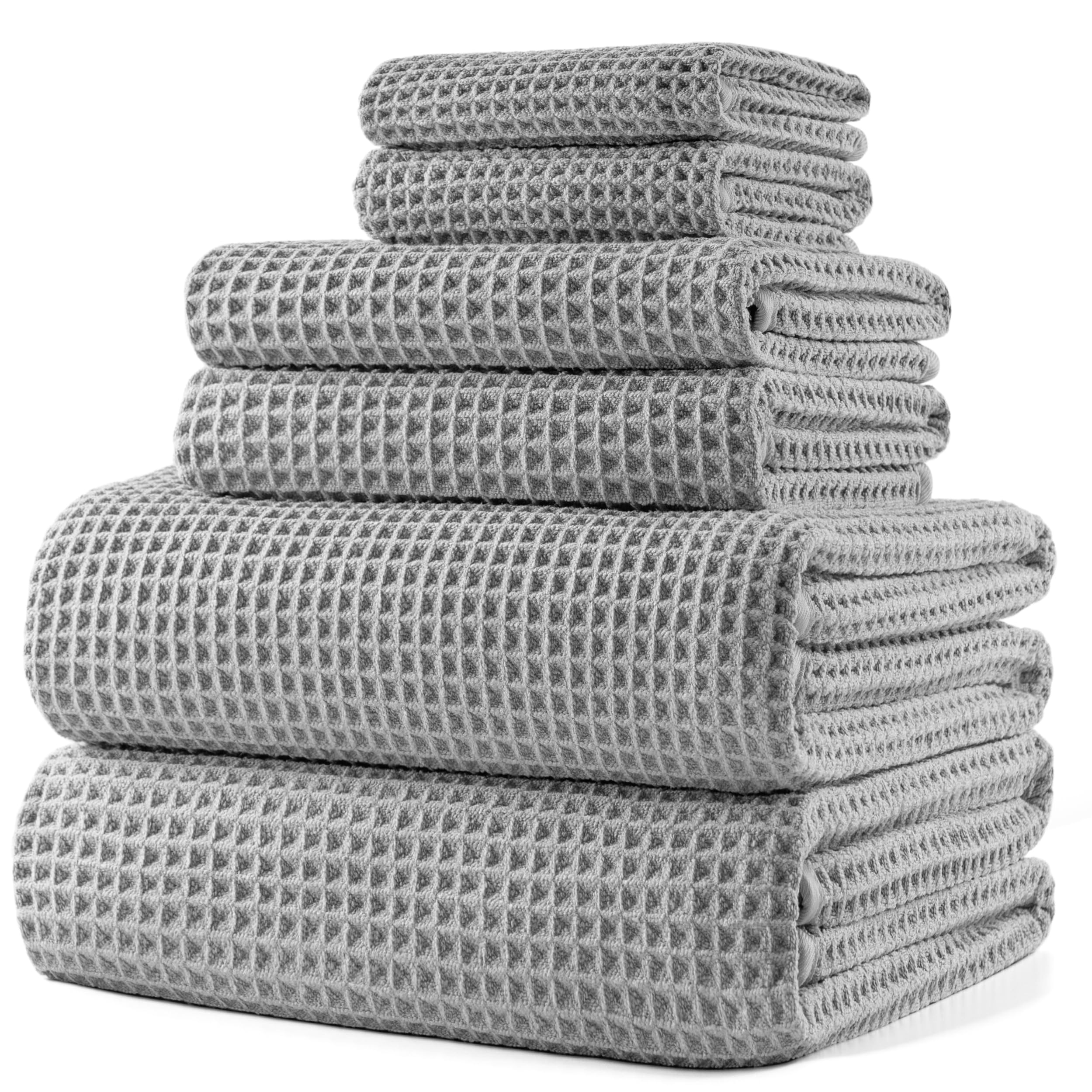 POLYTE waffle weave bath towel closeup showing plush softness and quick-dry performance