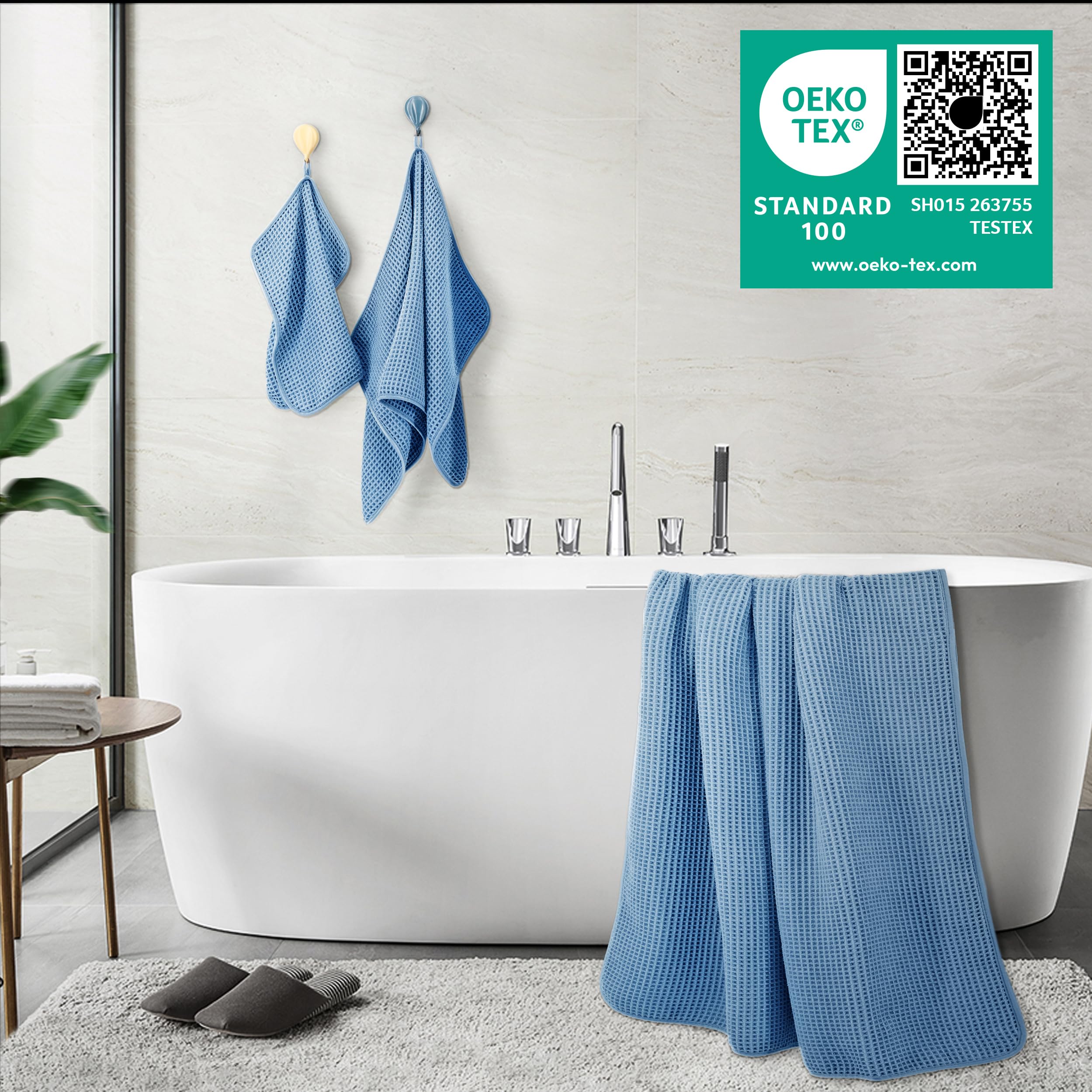POLYTE hand towel 16x30 in waffle weave dries quickly