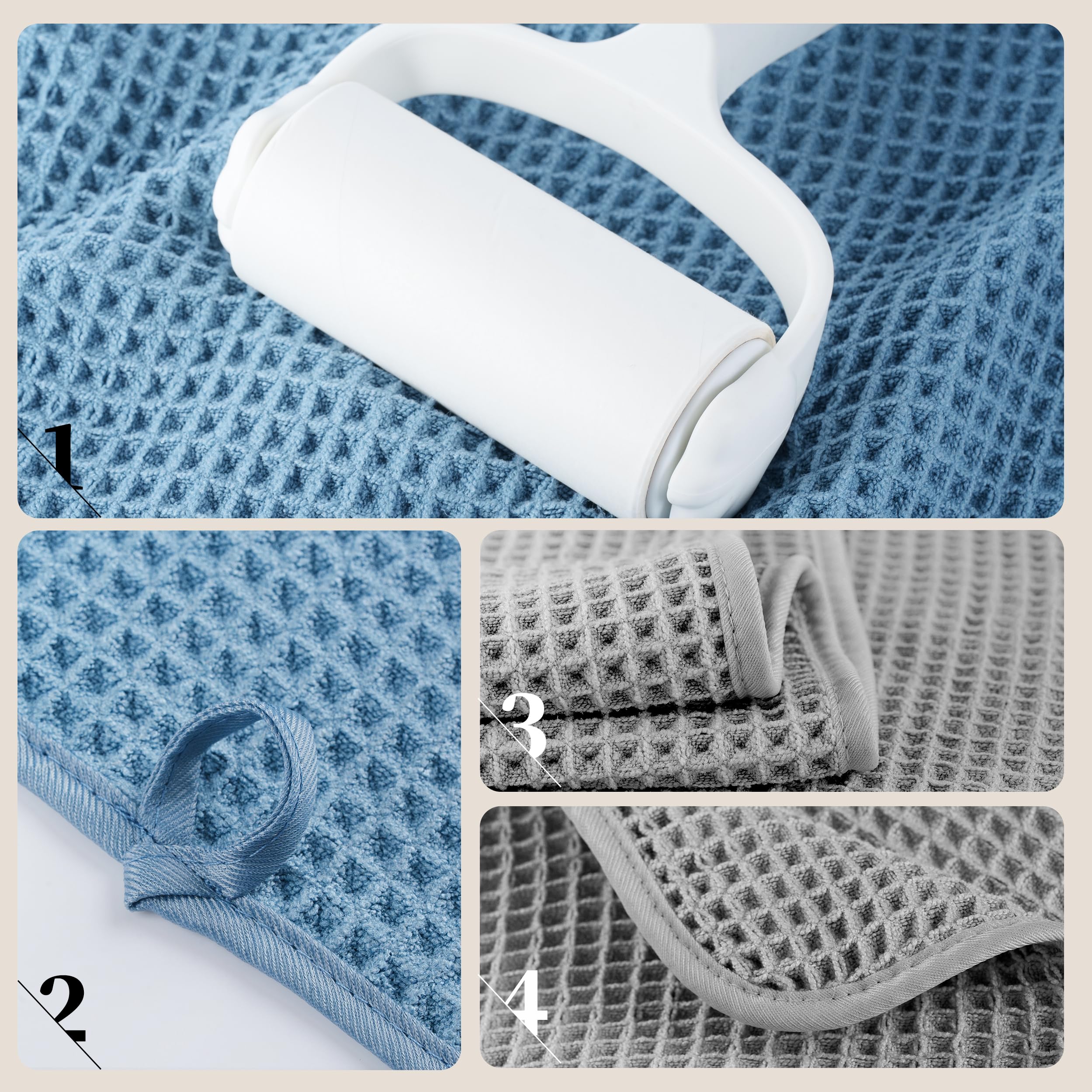 POLYTE lint-free waffle towel resists debris for clean, efficient drying.