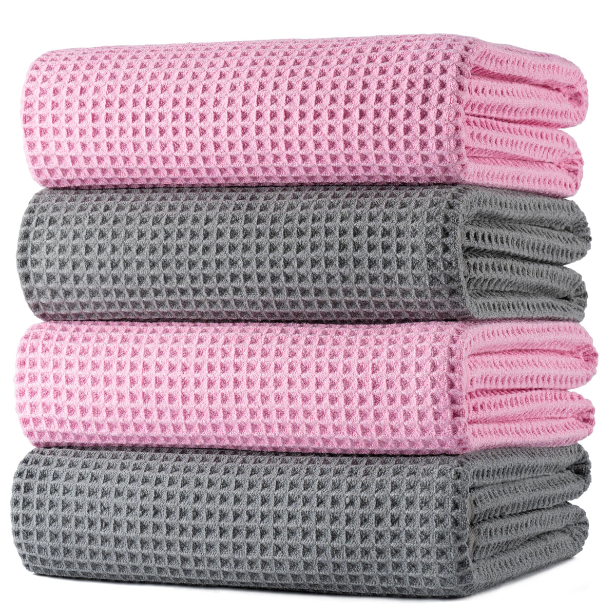 POLYTE oversize waffle towel 60x30 inches, ultra-soft and quick-drying.