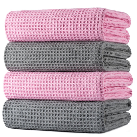 POLYTE oversize waffle towel 60x30 inches, ultra-soft and quick-drying.
