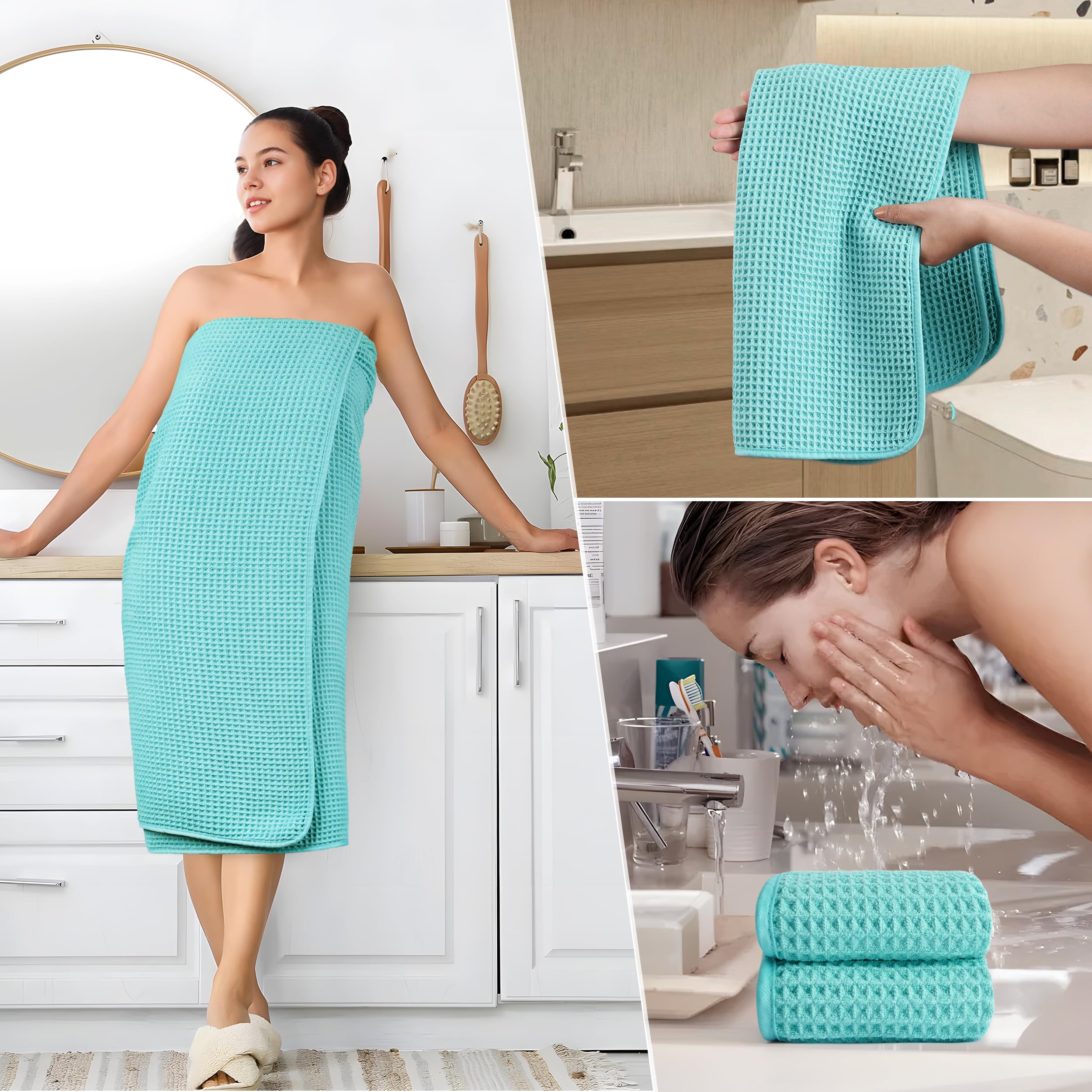 POLYTE quick-dry microfiber bath towel demonstrates fast moisture absorption.