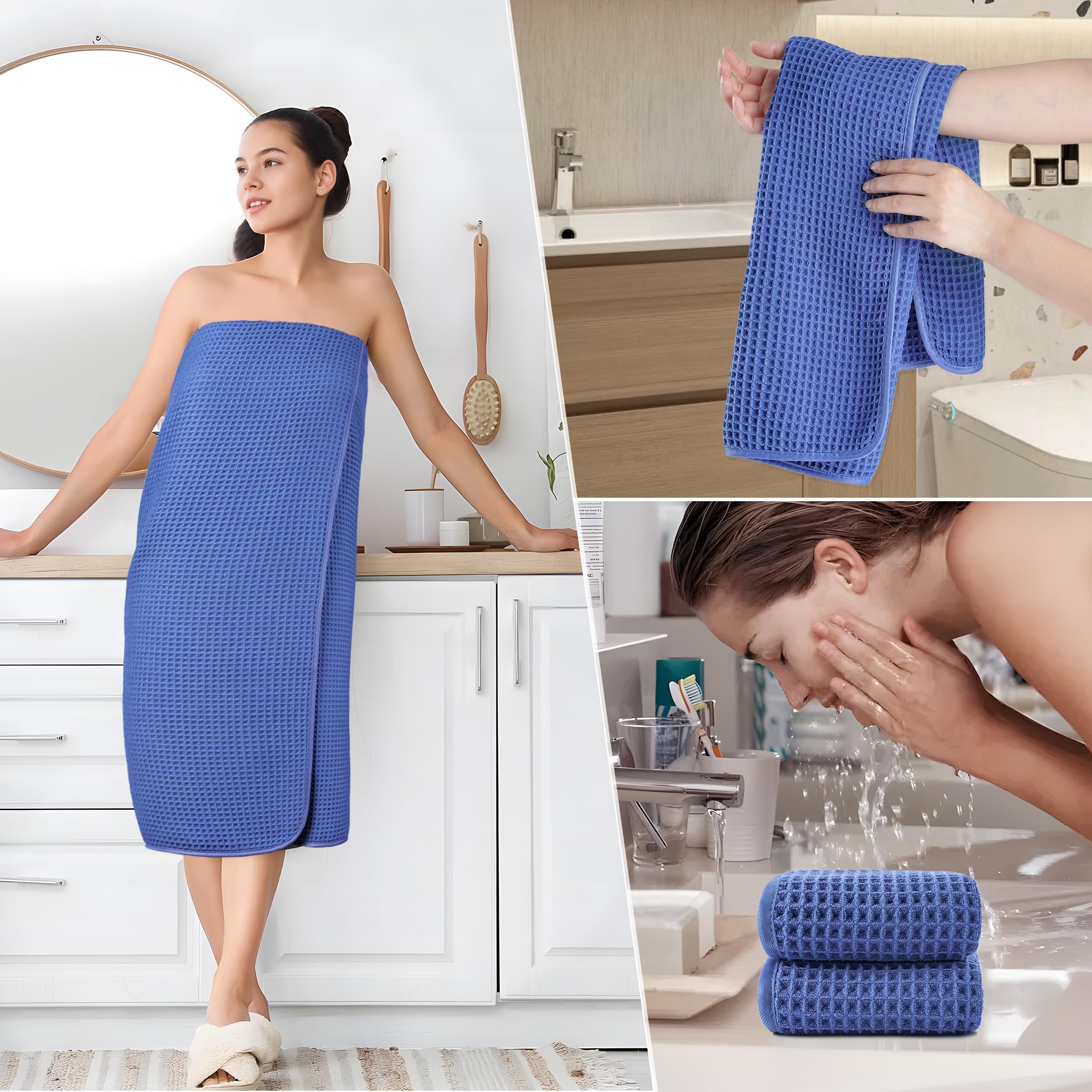 POLYTE towels hang easily with loops for quick air drying and odor control.