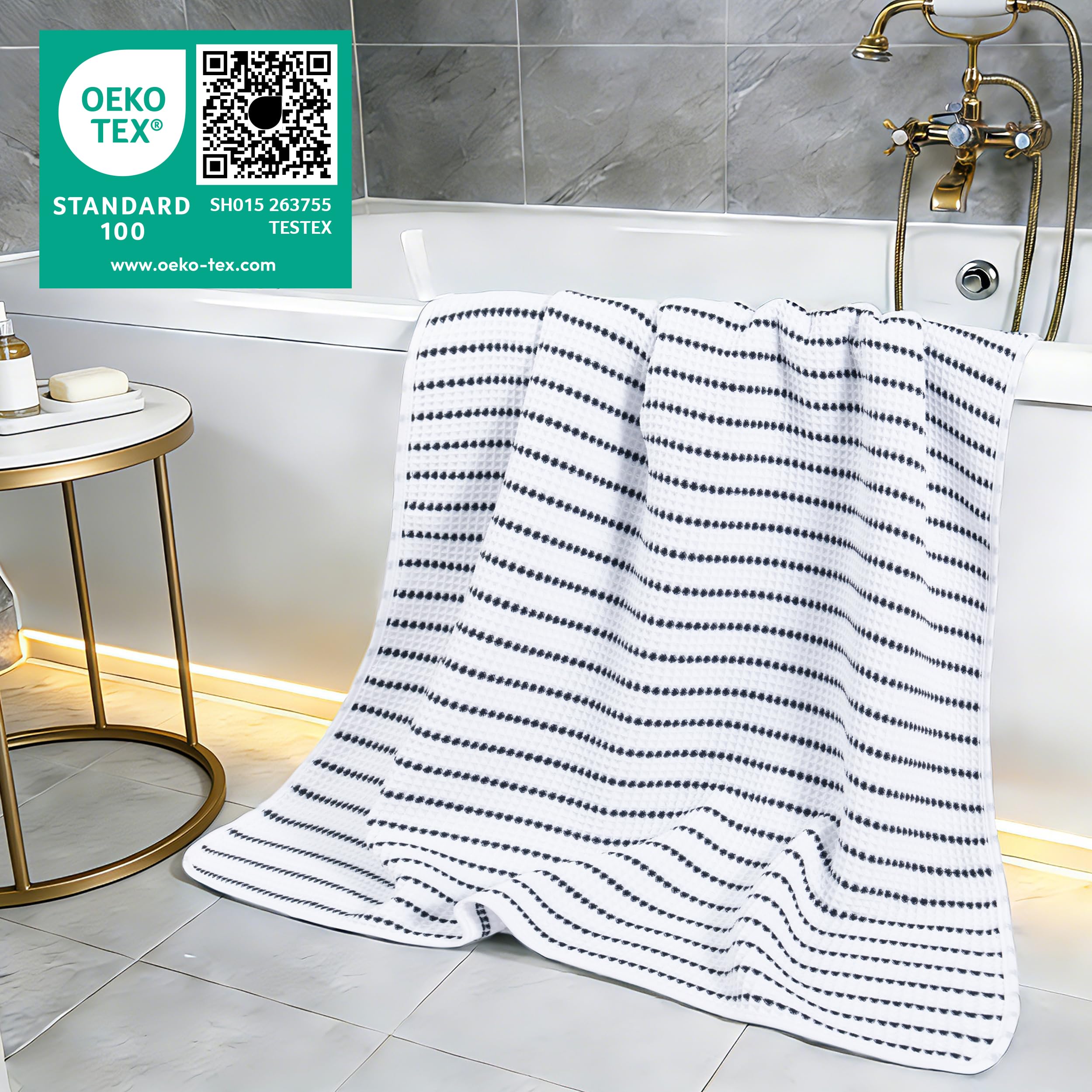 POLYTE oversized towel draped poolside for gym or travel scenarios