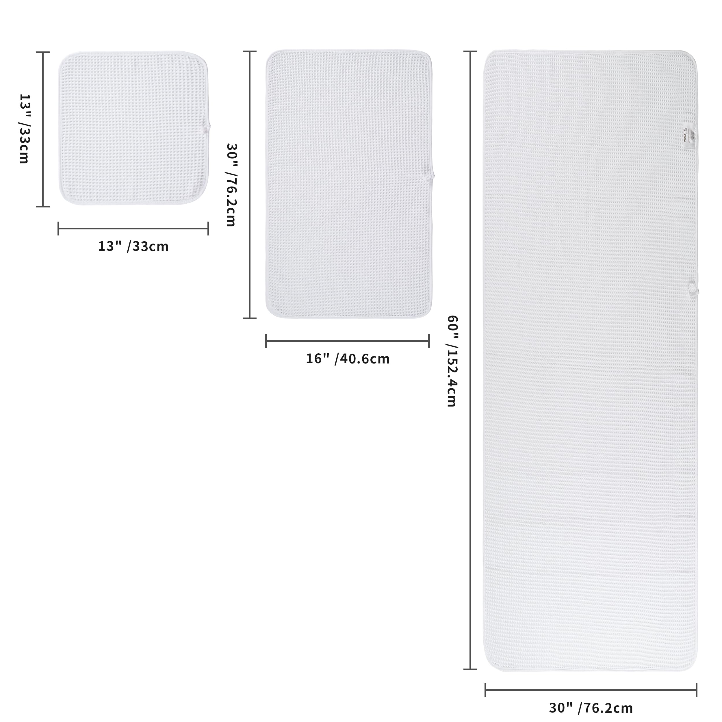 POLYTE waffle hand towel 16x30 highlighting convenient size for daily drying