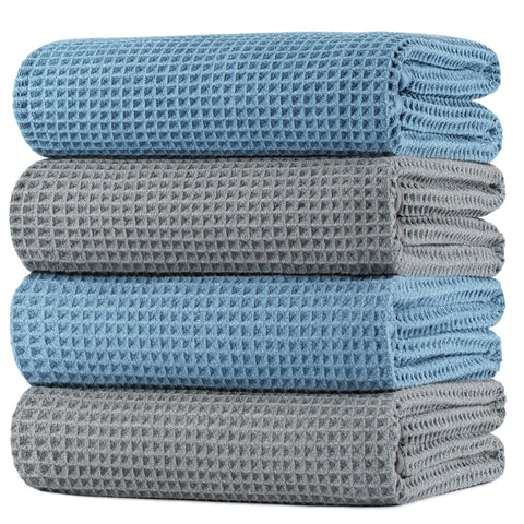 POLYTE waffle towel 60x30 pack features soft waffle weave for fast, comfortable drying.