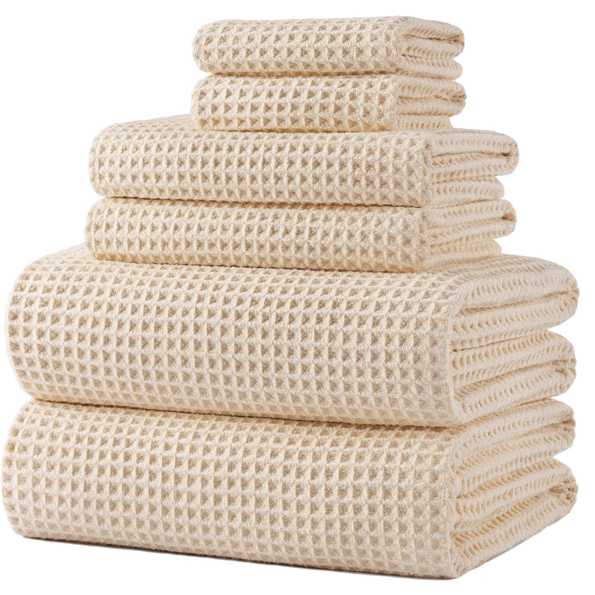 POLYTE waffle weave bath towel large 30x60 dries quickly and feels plush
