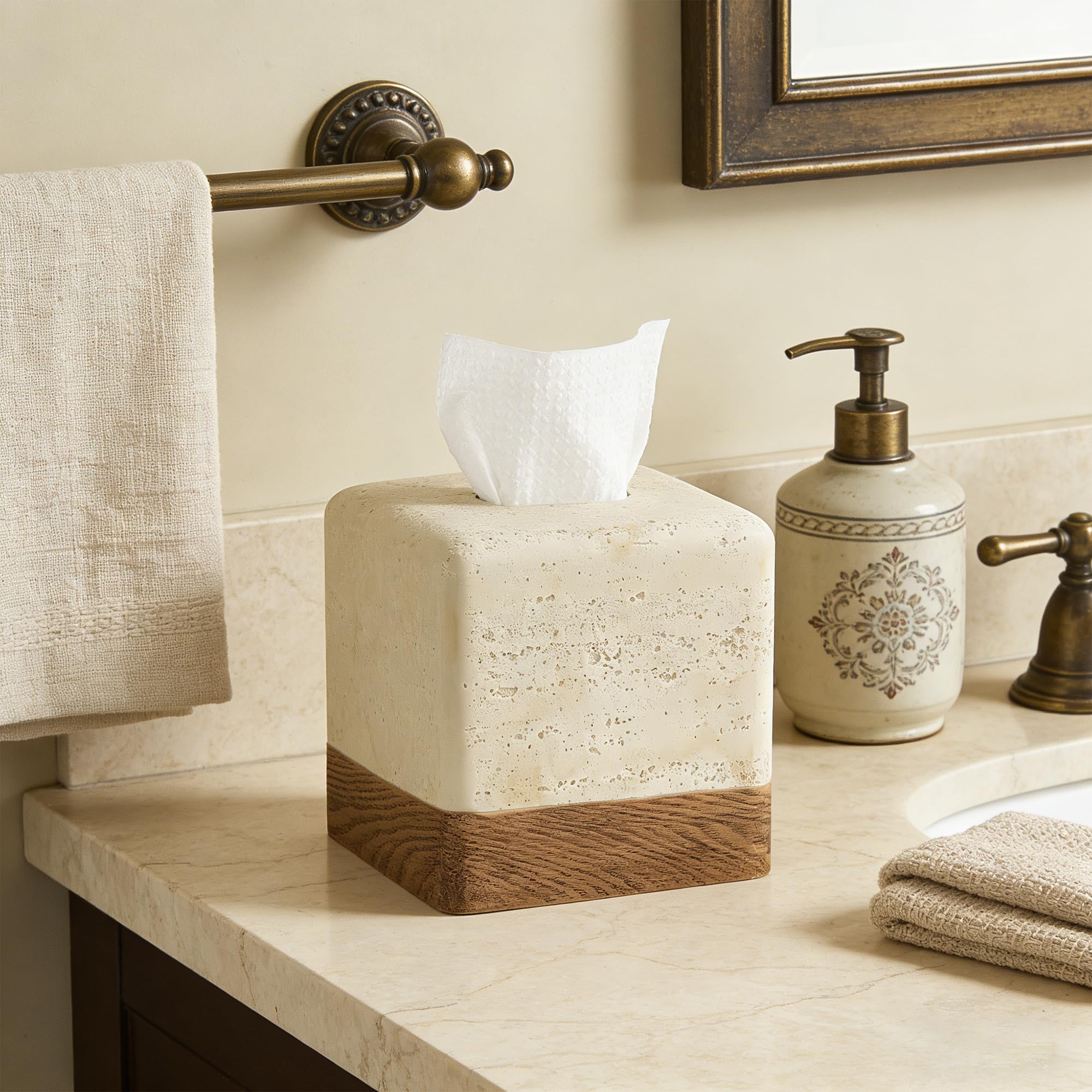 Polytree open-bottom tissue box cover enables quick tissue changes.
