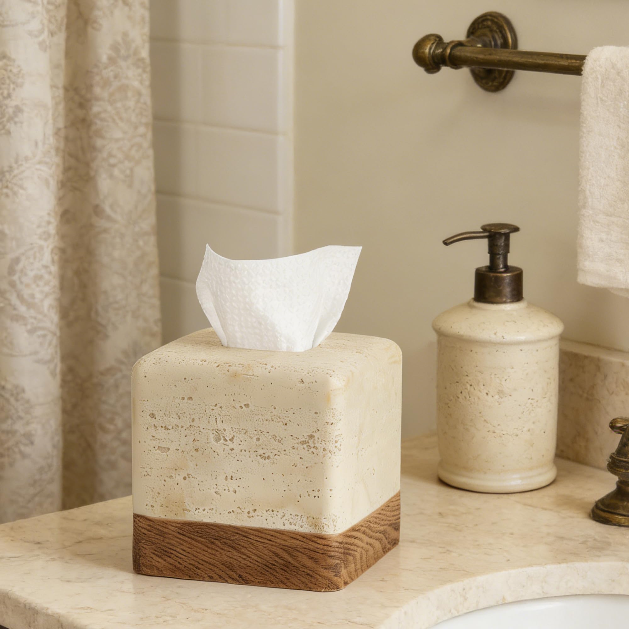 Polytree square tissue cover fits standard tissue boxes for easy use.
