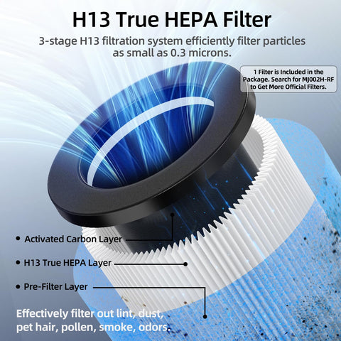POMORON True H13 filter close-up highlighting high efficiency particle removal