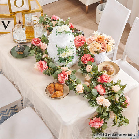 PONKING off-white roses garland close-up for arches and romantic events