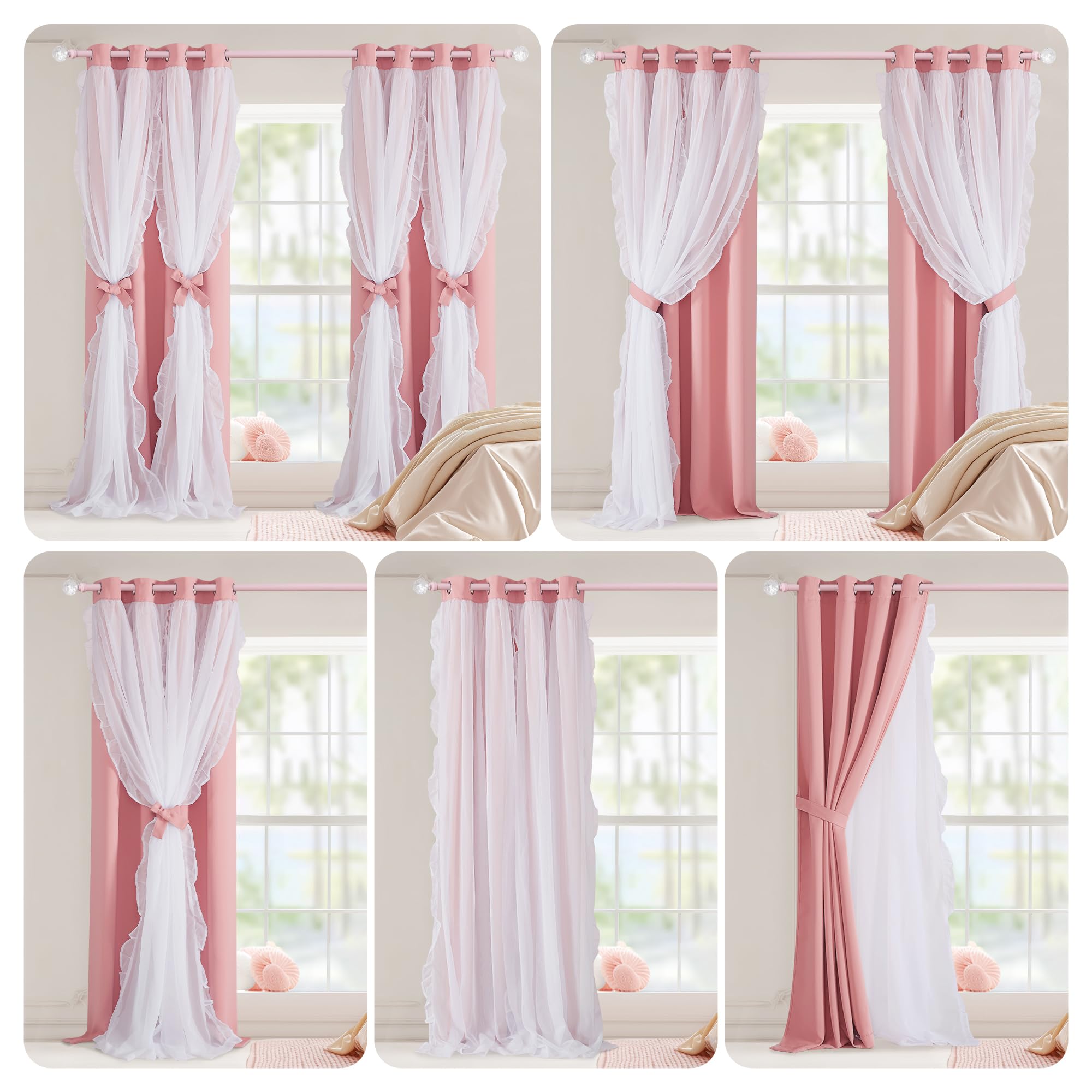 PONY DANCE pink drapes showcase self-fabric bows for charming, coquette vibes
