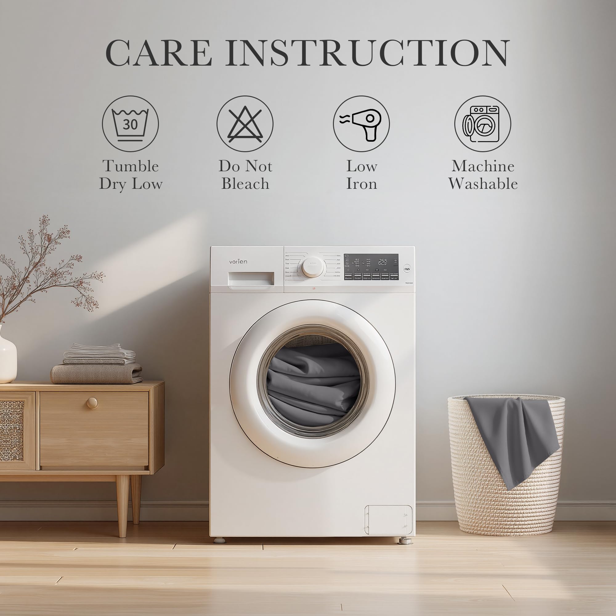 PONY DANCE machine-washable curtains grey care routine stays effortless.