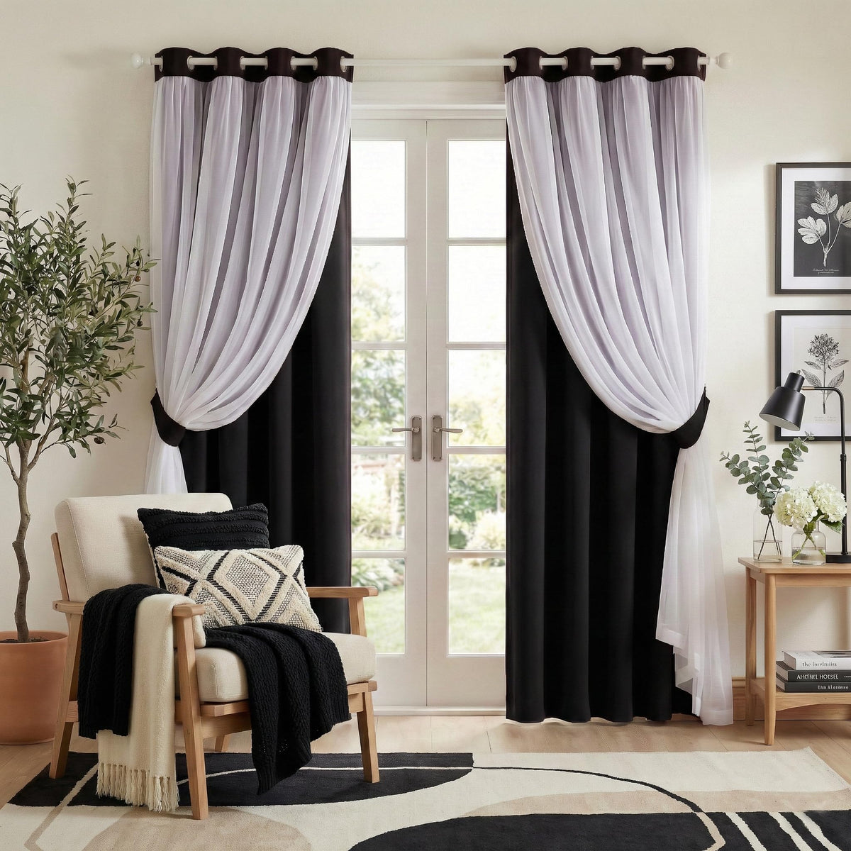 PONY DANCE double-layer blackout curtains block light for deeper sleep and privacy.