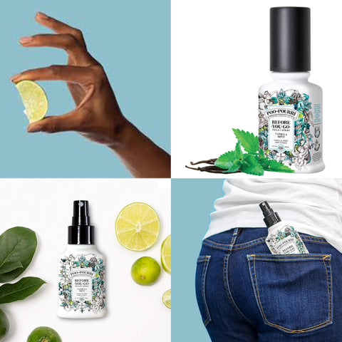 Poo-Pourri cedar-vanilla bottle close-up highlights warm scent and odor-control.