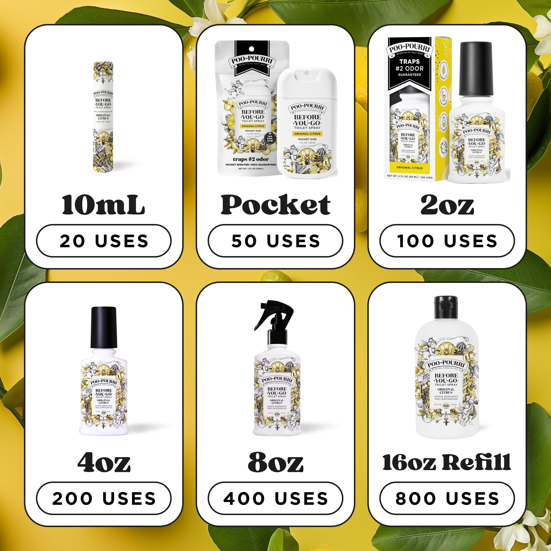 Poo-Pourri Original Citrus packaging highlighting fresh citrus notes.