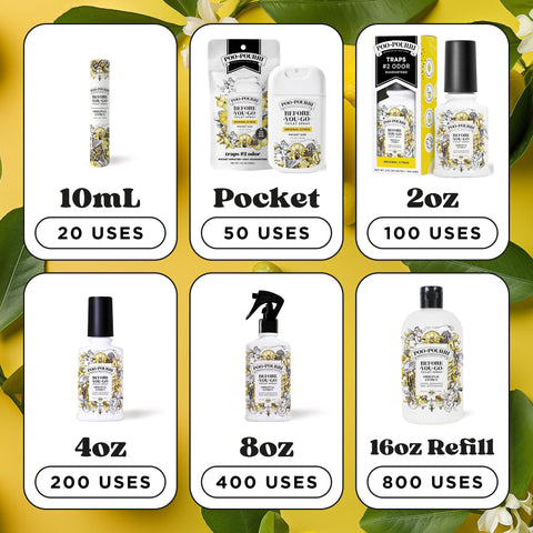 Poo-Pourri Original Citrus packaging highlighting fresh citrus notes.