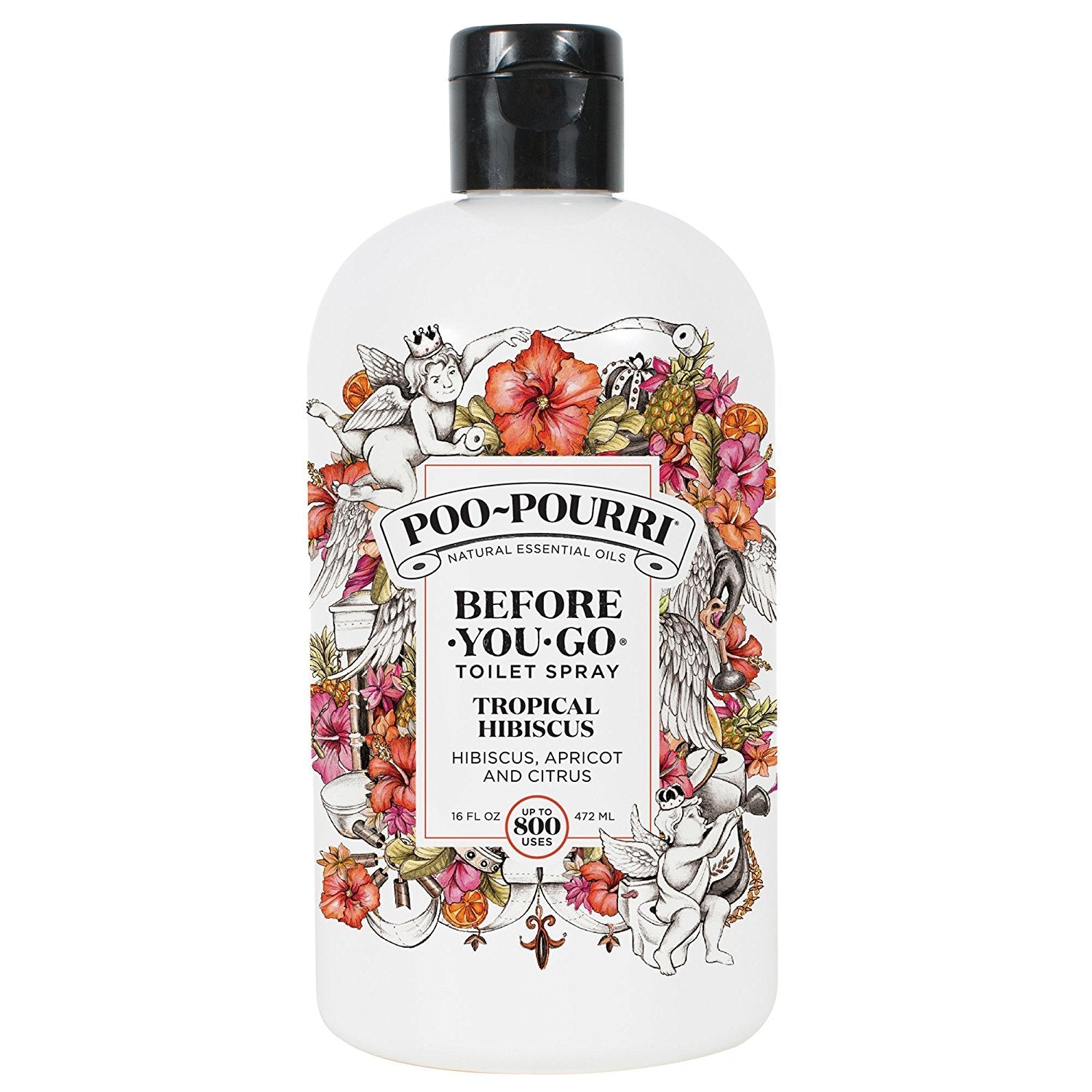 Poo-Pourri Tropical Hibiscus 16oz refill bottle ready for bathroom use with barrier fragrance
