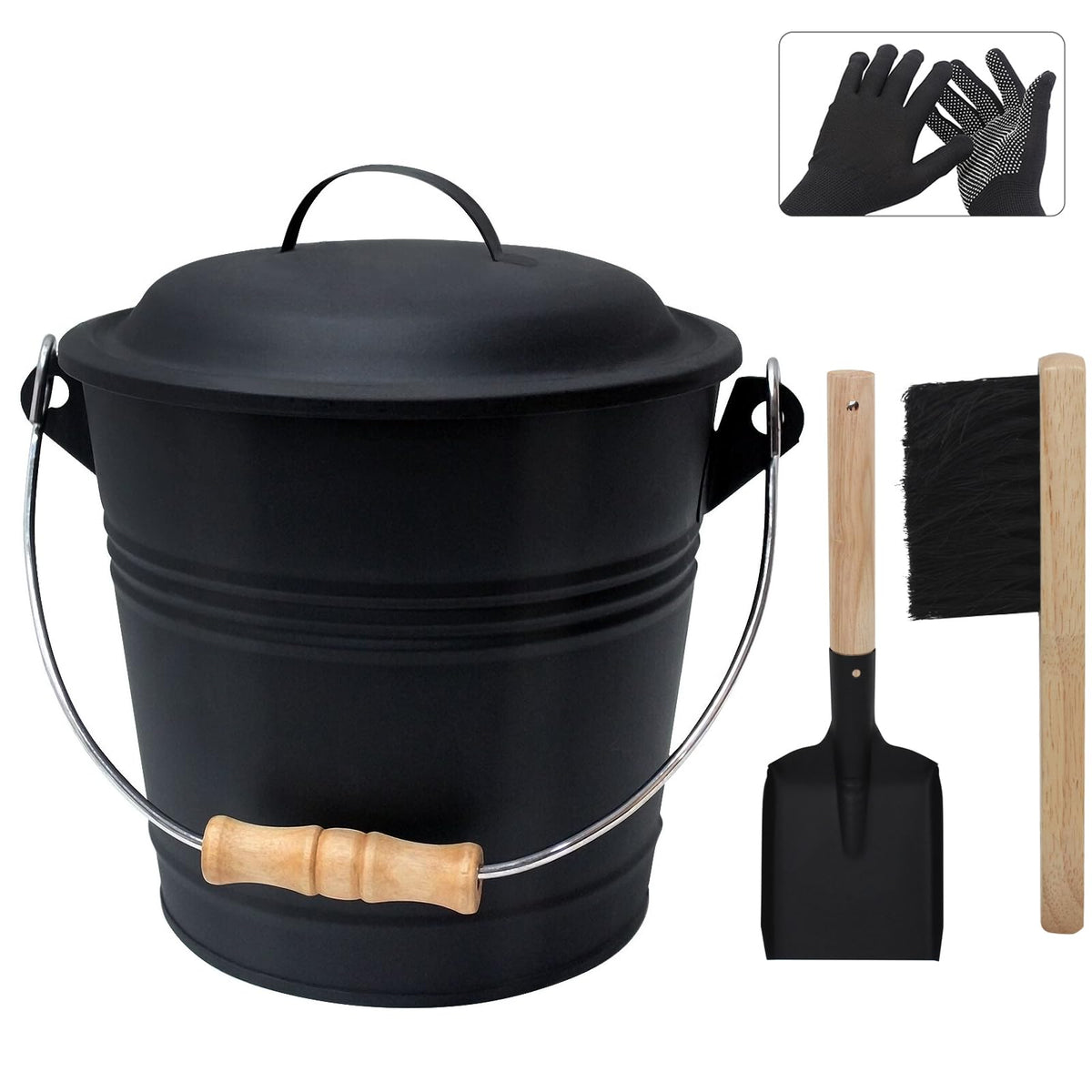 Poofzy ash bucket with lid on compact design ideal for storage and cleanup