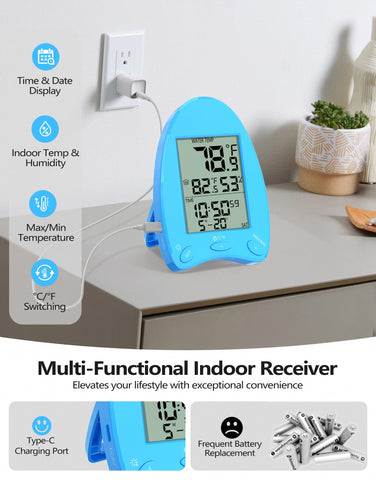 PoolLeader Type-C rechargeable indoor receiver reduces ongoing costs.