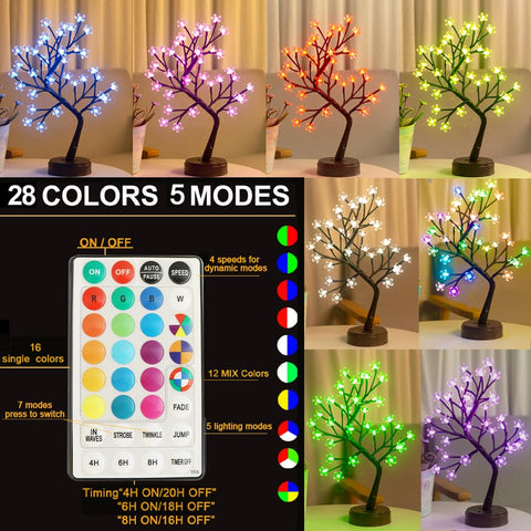 Pooqla 36-LED bonsai lamp brightens desks with warm, adjustable glow for home or office.