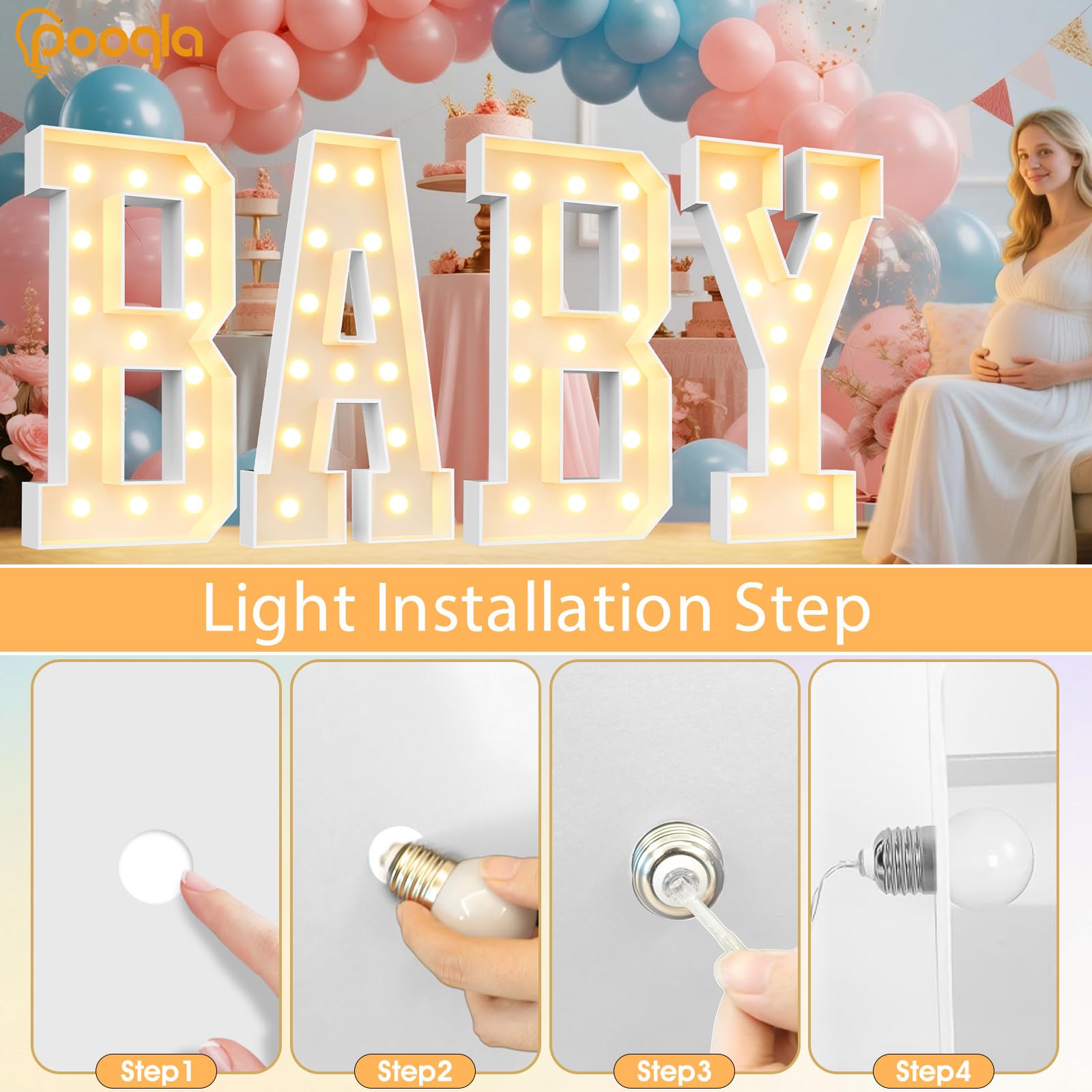 Pooqla marquee letter package includes lights and simple instructions